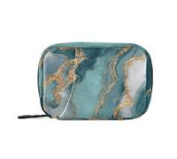 Green Gold Marble Pattern Daily Tablet Pill Organiser Weekly Pill Box 7 Day Travel Small for Medicine Vitamin Supplement