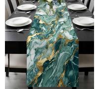 Green Gold Marble Table Runner 14x72 Inches Long Luxury Gorgeous Modern Abstract Cotton Linen Table Runner Burlap Style for Dinner Table Party Decor Tabletop Decorations
