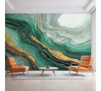 Green Gold Marble Wallpaper, Modern Quicksand Wall Mural for Living Room, Non-Woven Wall Paper for Bedroom 200X140cm, Photo Wallpaper Home Decor EL&D53