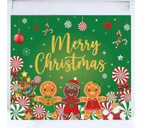 Green Gold Merry Christmas Garage Door Banner, Gingerbread Men Christmas Garage Door Cover Candy Cane Theme Outdoor Decor, Holiday Party Backdrop for Xmas Eve, Home Wall Decor & Photo Booth