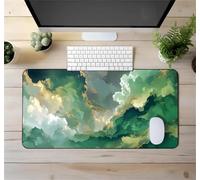 Green Gold Mist Large Gaming Mouse Pad, 900x400x2mm Extended gaming mouse mat XXL improved Precision and Speed Mousemat with Stitched Edges, Desk Mat for Keyboard and Mouses