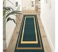 Green Gold Runner Rug for Hallway Hall Stairs Corner 1m 1.5m 2m 2.5m 3m 3.5m 4m 4.5m 5m 5.5m 6m Long Rug Runner with Rubber Backing Non Slip Washable Floor Runner Carpet (Size : 60×350cm/2ft×11.5ft)
