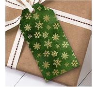Green Gold Snowflakes Christmas Gift Tags (Present Favor Labels)