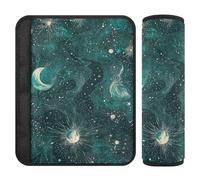 Green Gold Tarot Astrology Moon 2 pcs seat Belt Cover pad Cute Release Stress to Your Neck and Shoulders for Van funda para cinturón de carro