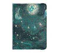 Green Gold Tarot Astrology Moon Leather Badge ID Vaccine Card Holder Wallet Wallet Passport Holder Ultra Slim