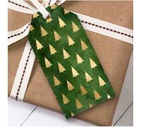 Green Gold Trees Christmas Gift Tags (Present Favor Labels)