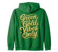 GREEN & GOLD VIBES ONLY Competition Mom War Game Spirit Week Zip Hoodie