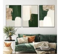 Abstract Green Gold Wall Art Set of 3 Prints Green Geometric Abstract Canvas Art Green Abstract Painting Dark Green Picture Wall Decor Green and Gold Posters Green Abstract Artwork 16x24inx3 No Frame