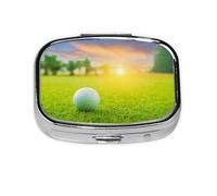 Green Golf Ball Sunset Printed,Meta Pill Box 2 Compartment Medicine Case,Portable Organizer,Rectangle Meta Portable Organizer Pill Box 1367 Compartment Medicine Case