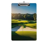 Green Golf Course Clipboard with Hanging Hole, 8.5" X 12.5" Standard A4 Acrylic Clipboard Ultra Lightweight & Shatterproof Paper Holder for Office, Home