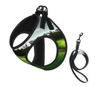 Green Golf Course Print Pet Leash Vest,Breathable Mesh Pet Harness, Reflective For Small Medium Dogs Safe Easy Walking