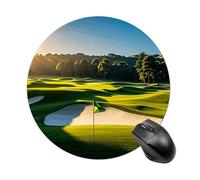 Green Golf Course Round Mouse Pad 7.8 Inch, Portable Gaming Mouse Mat with Non-Slip Rubber Base & Smooth Surface, Waterproof Mousepad for PC, Laptop, Computer, Office, Home