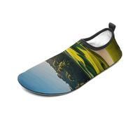 Green Golf Course Water Shoes for Men Women, Lightweight Stretch Swim Shoes with Anti-Slip Rubber Sole, Quick-Dry Aqua Socks for Pool, Beach, Surfing, Style, 10 Women/10 Men