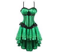 Green Gothic Corset Dress Corset Lace Skirt Tummy Control Corset Women's Dress Pirate Bustier Lace Skirt and Top for Halloween Plus Sizes Steampunk Corset Women, R Green, XXL