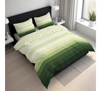 Green Gradient Duvet Cover Emperor, Ombre Stripe Bedding Set 3 Piece Soft Microfiber Quilt Cover Reversible Duvet Sets with 2 Pillows Zipper Closure L-74