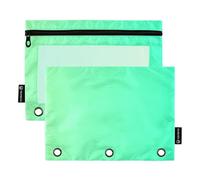 Green Gradient Pencil Pouch for 3 Ring Binder Zipper Binder Pencil Bags Girls Clear Binders Pen Case School Crayon 9.8" x 7.1", 2 Packs