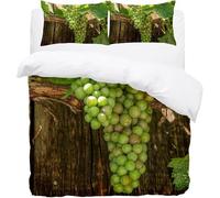 Green Grapes Single Duvet Cover Set Fruit Patterns Bedding Sets, 3D Print Ultra Soft Microfiber Quilt Cover 135x200cm Comforter Covers with Zippe and 2 Pillowcases A-374