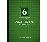 Green Graph Paper Notebook | 6 Squares Per Inch - Indexed: Perfect for Students & Teachers | Refreshing Green | A Choice for Clean and Detailed Projects | 110 Pages | 8.5" x 11"