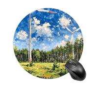 Green Grass and Trees Mousepad Waterproof Gaming Mousepads with Non-Slip Rubber Base Round Computer Mousepad with Stitched Edges for Desk Pad 7.8 Inch