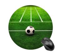 Green Grass Field Soccer Mousepad Waterproof Gaming Mousepads with Non-Slip Rubber Base Round Computer Mousepad with Stitched Edges for Desk Pad 7.8 Inch