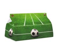 Green Grass Field Soccer Playground The Ball Tissue Box Cover Rectangle Modern PU Leather Tissue Holder Farmhouse Napkin Holders Decorative Tissues Box Holder for Bathroom Kitchen Office Bedroom Dress