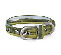 Green Grass in The Park Dog Collar Adjustable Pet Collar Stainless Steel D-Ring Collar Oxford Cloth Cat Collar Strap with Metal Buckle for Small Medium Dog