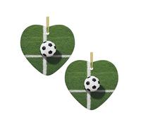 Green Grass Soccer Print Print Christmas Tree Ceramic Hanging Heart Shaped Christmas Tree Pendants Family Gatherings Holiday Party Decor.