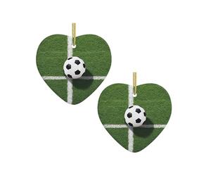 Green Grass Soccer Print Print Christmas Tree Ceramic Hanging Heart Shaped Christmas Tree Pendants Family Gatherings Holiday Party Decor.