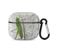 Green Grasshopper Image Bluetooth Earbuds Case Cover Full Body Shockproof Protection Hard Case Support Wireless Charging with Keychain Personalized Gift for AirPods 3
