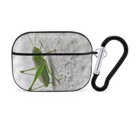 Green Grasshopper Image Earbuds Organizer Shockproof Protective Airpods Pro Cover with Carabiner Clip Anti Fall Carrying Earphone Case Cover for Airpods Pro 2nd Generation Black