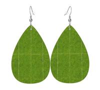 Green Grassland Leather Earring. Stylish teardrop shape, perfect for women, and a great decorative choice for parties and holidays.