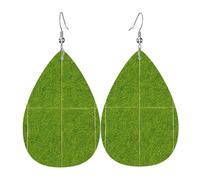 Green Grassland Teardrop Leather Earrings, Women'S Accessories, Versatile Earrings Suitable For Commuting And Travel.