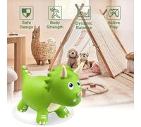 (Green) Green Dinosaur Bounce Toy with Pump - Safe & Durable PVC Material, Fun Ride-On Design for Youngsters, Perfect Birthday or Holiday Gift