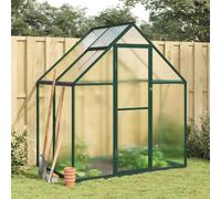 Green greenhouse 169x114x195 cm aluminium frame PC 4mm hinged door vent UVproof