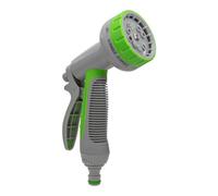 Green-Grey Adjustable Multi-Pattern Hose Water Sprayer Gun With Quick-Connect Adaptor And Trigger Lock
