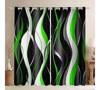Green Grey Black Curtains Geometric Spiral Window Drapes for Kids Boys Girls Abstract Art 30%-50% Blackout Curtain Modern Luxury Window Treatments W46*L54