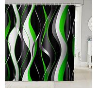 Green Grey Black Shower Curtain Geometric Spiral Fabric Shower Curtains for Kids Boys Girls Abstract Art Bathroom Waterproof Accessories with 12 Hooks Modern Luxury Curtains,72x84 Inch