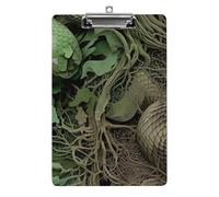 Green Grey Snake A4 Acrylic Clipboard for Papers Writing Planner, Office Wall Mounted Large Capacity Organizer