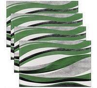 Green Grey Stripe Table Place Mats, Set 45x30cm Geometry Placemats Set of 4 for Geometric Placemat for Kitchen Dining Table Indoor Outdoor Set Modern Striped Art