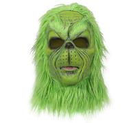 Green Grinch Character Mask with Christmas Hat for Festive Cosplay and Parties