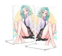 Green Hair Cute Anime Student Decorative Modern Bookends for Shelves Anti-Slip Book Stopper for Classroom porta biblias para hogar 2 Pcs