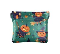 Green Halloween Pumpkin Witch Fashion Women's Leather Coin Purse Wallet Convenient Jewelry for Women monedero para carro