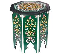 Green Handcrafted Wooden Side Table Oriental Style 40 cm Marrakesch