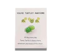 Green Handmade Emotional Support,You're Turtley Awesome,Turtle Inspirational Gifts,Mini Sea Turtle Figure with Greeting Card,Lovely Turtle Shaped Card Friendship Gift Hanging Ornaments