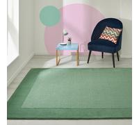 Green Handmade Luxurious Easy to clean Plain Border Area Rug The Rug Shop UK Green 60cm x 230cm