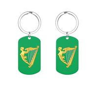 Green Harp Flag of Ireland Custom Keychains for Men Women Funny Key Chain Accessory Backpack Purse Bag Charms Gifts