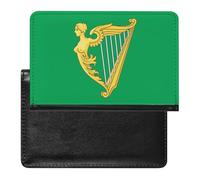 Green Harp Flag of Ireland Passport Holder Cover Wallet Slim Travel Document Organizer Card Case for Women Men