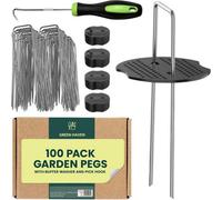 Green Haven 100Pack Garden Pegs With Buffer 15Cm Heavy Duty Metal Staples For Weed Control Membrane Netting And Landscaping Fabric