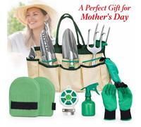 Green Haven 11 Piece Garden Tool Set With Storage Bag Green Heavy Duty Stainless Steel Gardening Kit With Non Slip Handles