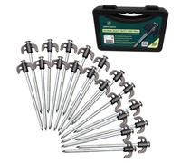 Green Haven 20 Pack Galvanised Steel Hard Ground Tent Pegs 20Cm Heavy Duty Rock Stakes Storage Case Awning Gazebo Netting Anchors